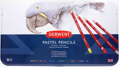 Pastele suche w ołówku Derwent komplet 36 kolorów opakowanie metalowe